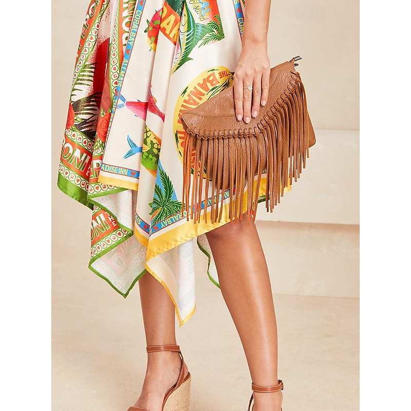 Women's Brown Fringe Crossbody Bag with Adjustable Strap for Boho Chic Style4