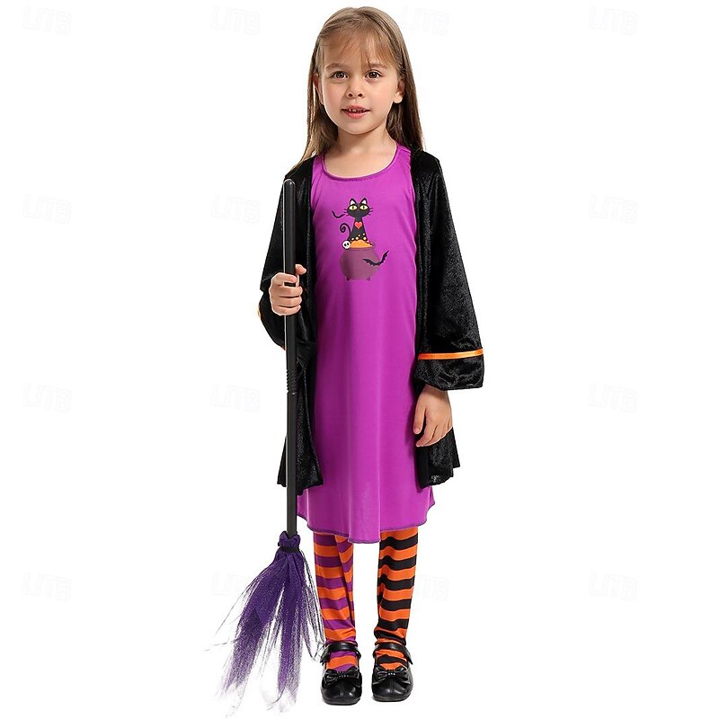 Witch Halloween Cosplay Costume Masquerade Walpurgis Night Kid's Girls' Carnival Masquerade Party / Evening Easy Halloween Costumes Dress Up3