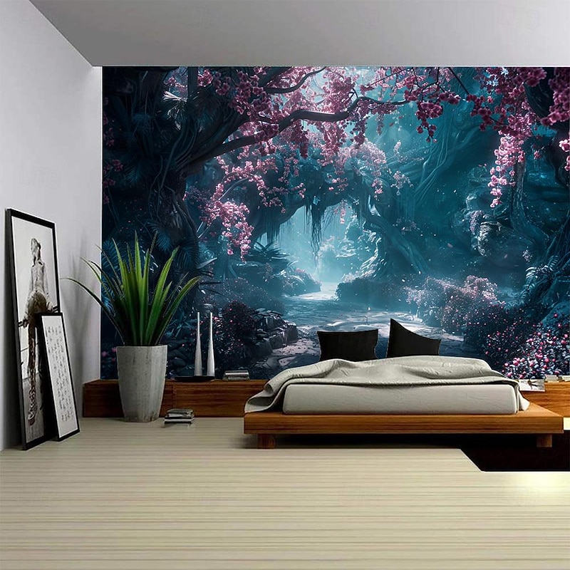 Nature Tree House Hanging Tapestry Wall Art Large Tapestry Mural Decor Photograph Backdrop Blanket Curtain Home Bedroom Living Room Decoration4