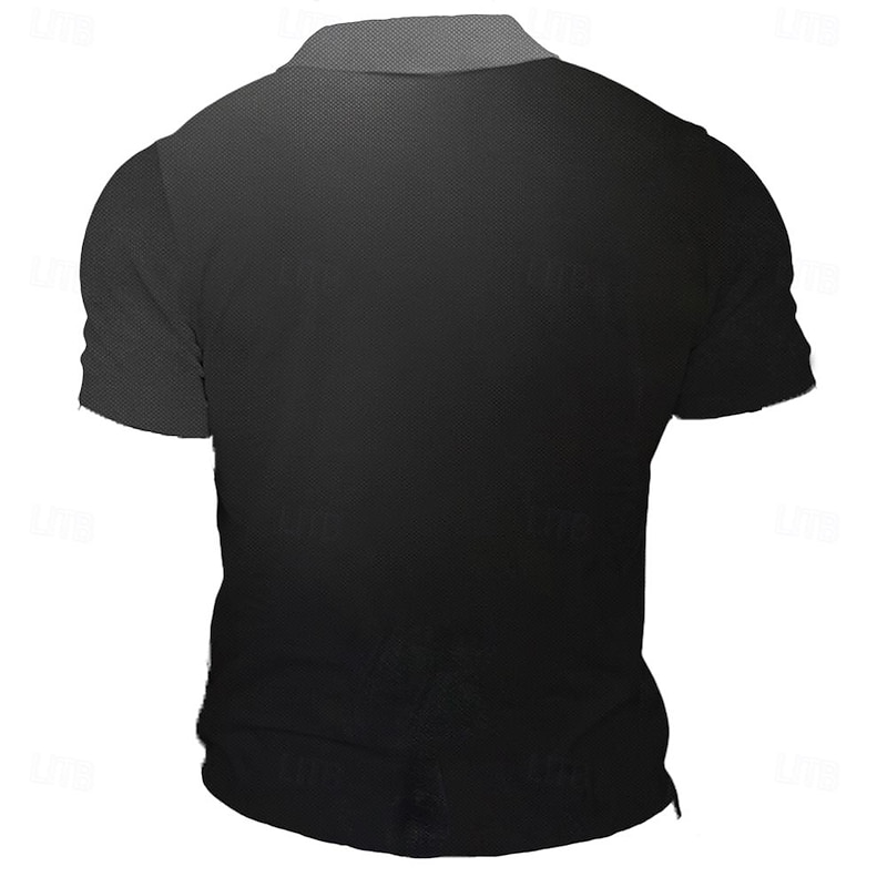 Day of the Dead Men's Skull Polo Shirts Golf Shirt Short Sleeve Polo Shirts V Neck Horror Streetwear Festival Wear Party Outfits 3D Print Spring & Summer Black2