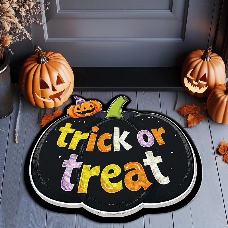 Halloween Decorations Pumpkin Boo Irregular Doormat Kitchen Mat Floor Mat Non-Slip Area Rug Oil Proof Rug Indoor Outdoor Mat Bedroom Decor Bathroom Mat Entrance Rug3