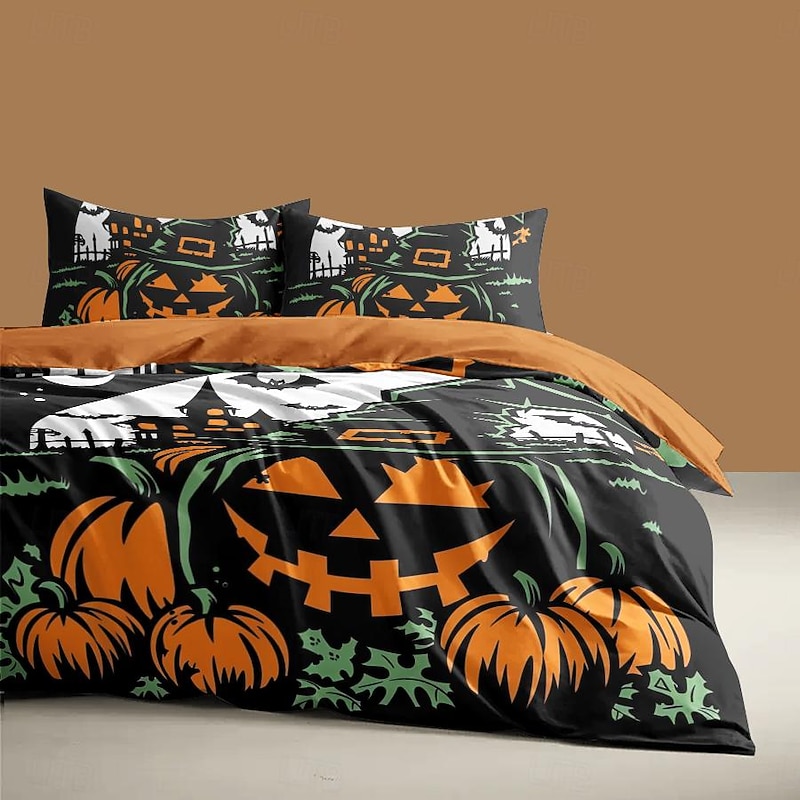Halloween Collection Duvet Cover Set Jack O Lantern Pumpkin 3 Piece Set Super Soft Skin-friendly Long-lasting2