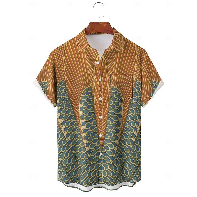 Men's Male Palm Leaf Tropical Plants Summer Hawaiian Shirt Aloha Shirt Short Sleeves Shirt Shirt Collar Casual Going out Weekend Brown M L XL