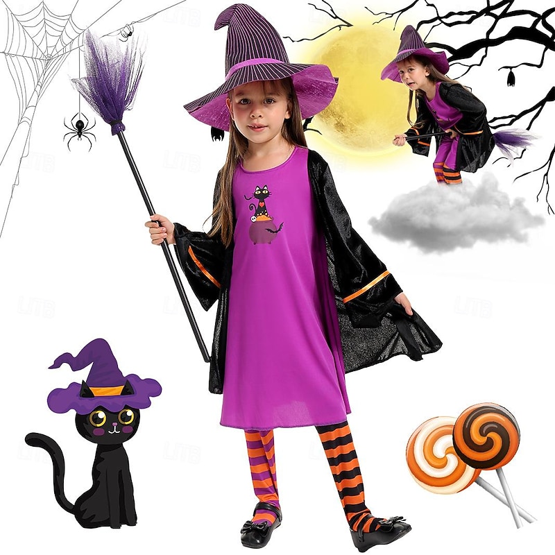 Witch Halloween Cosplay Costume Masquerade Walpurgis Night Kid's Girls' Carnival Masquerade Party / Evening Easy Halloween Costumes Dress Up
