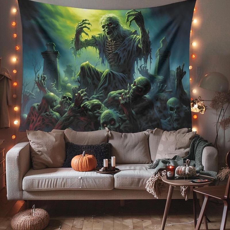 Halloween Decorations Monster Zombies Hanging Tapestry Wall Art Large Tapestry Mural Decor Photograph Backdrop Blanket Curtain Home Bedroom Living Room4