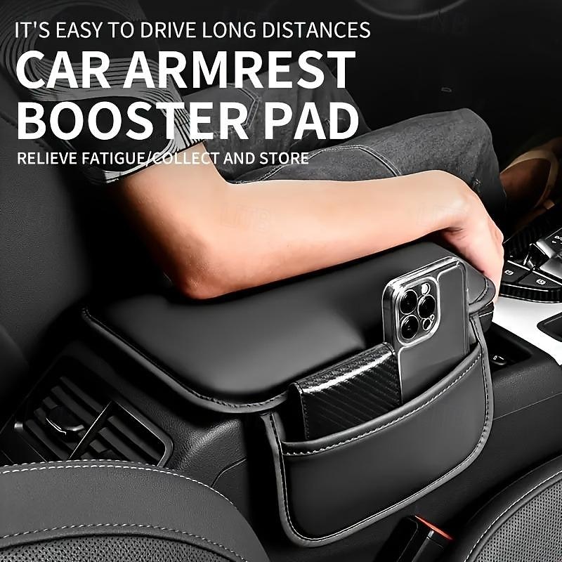 Car Armrest Booster Pad Car Armrest Box Pad  Car-mounted Car Interior Black Brown Red2