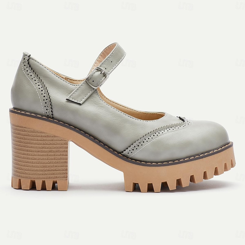 Women's Retro Chunky Heel Mary Jane Shoes for Oktoberfest - Vintage Style with Brogue Detailing 6