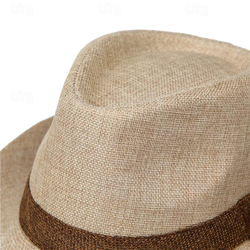 Men's Kentucky Derby Hat Sun Hat Bowler Hat Black Dark Gray Linens Fashion Casual Street Daily Color Block Sunscreen Breathable3