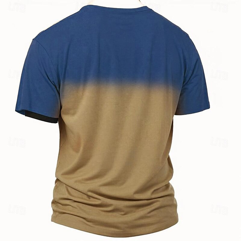 Men's Cross T shirt Henley Shirt Short Sleeve 3D Print Designer Retro Vintage Street Casual Daily Summer Spring Khaki Gray Henley Henley T-Shirt2