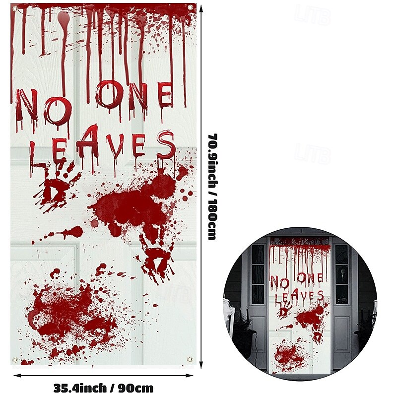 Halloween Door Decorations Bloody Halloween Door Covers Door Tapestry Door Curtain Decoration Backdrop Door Banner for Front Door Farmhouse Holiday Party Decor Supplies3