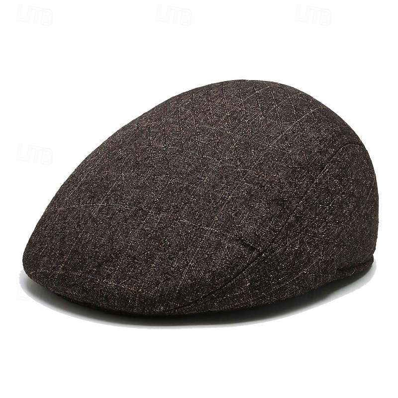 Men's Flat Cap Ascot Hat Newsboy Hat Brown Gray Polyester Fashion Casual British Street Daily Plaid Adjustable Breathable