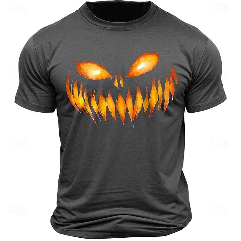 Halloween Grimace Black White Dark Grey T shirt Tee Men's Graphic 100% Cotton Shirt Sports Classic Shirt Short Sleeve Comfortable Tee Summer Spring Fashion Designer Clothing S M L XL XXL4