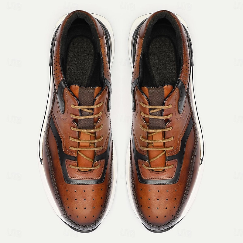 Men's Premium Leather Casual Sneakers - Cowhide, Stylish and Comfortable Low-Top Shoes with Breathable Design for Everyday Wear2