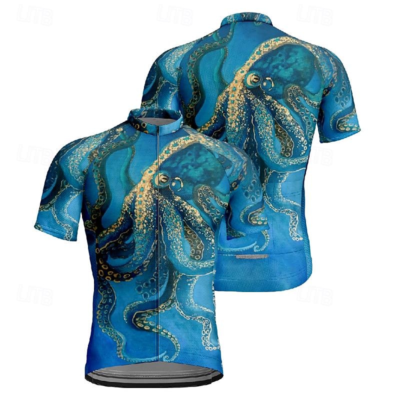Men's Cycling Jersey Animal Short Sleeve Bike Tee Tshirt Jersey Top with 3 Rear Pockets Mountain Bike MTB Quick Dry Breathable Sports Blue Clothing Apparel3