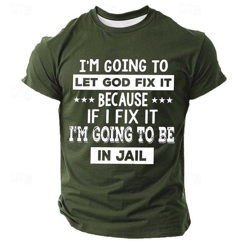 Men's Funny T Shirt Short Sleeve T shirt 3D Print Crew Neck Shirt Vintage Cool Party Holiday Black Green Dark Gray Summer Spring Clothing Apparel S M L XL XXL XXXL