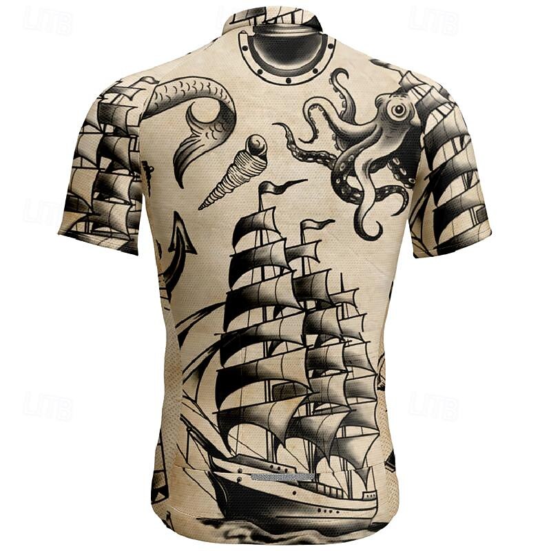 Men's Cycling Jersey Graphic Short Sleeve Bike Tee Tshirt Jersey Top with 3 Rear Pockets Mountain Bike MTB Quick Dry Breathable Sports Khaki Clothing Apparel2