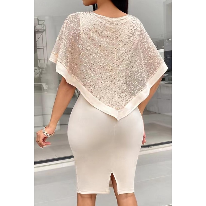 Sexy and elegant slim waist waist fake two sequins dress3