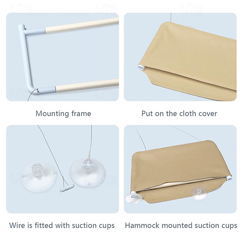 Cat Window Perch Hammock Seat sedile da riposo per gattino da interno con ventose per impieghi gravosi letto con struttura durevole in rete lavabile e traspirante3