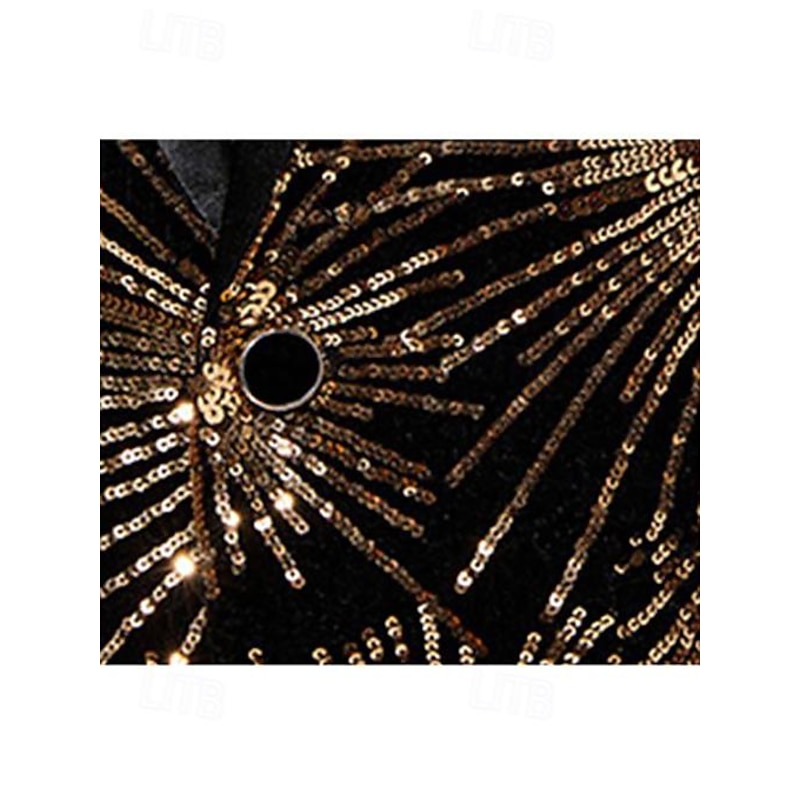 Men's Blazer Jacket Tuxedo Shawl Collar Party Sparkle Sequin Line Blazer Black Gold Tailored Fit4