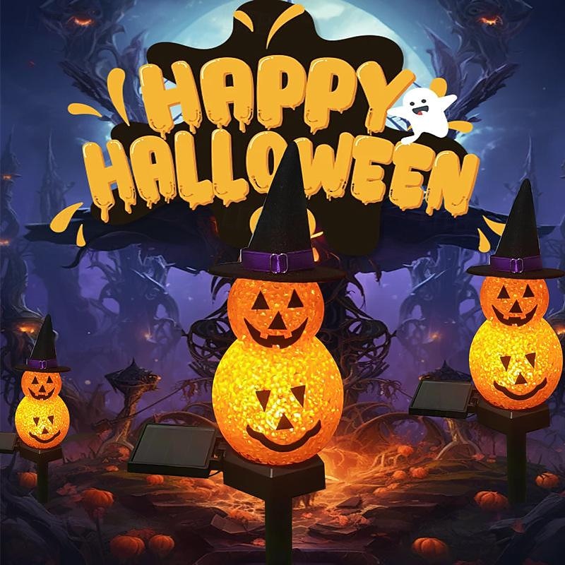 Solar Halloween Lawn Light Hat Pumpkin Light Atmosphere Garden Lights Halloween Party Outdoor Waterproof Decoration 1PC