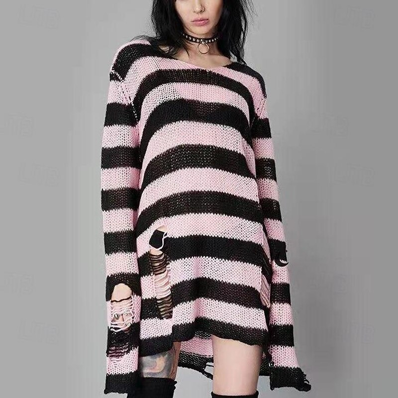 Punk & Gothic Y2K Rib Knit Knitted Cardigans Sweaters Fancy Dress Women's Halloween Carnival Casual Daily Teen Adults' Top Fall & Winter4