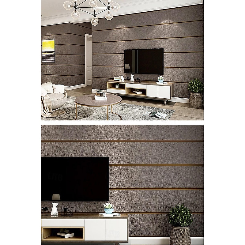 Cool Wallpapers Wall Mural Modern 3D Thick Non-woven Imitation Deerskin Velvet Wallpaper Roll Non-self-adhesive Vertical Striped for Bedroom Living Room TV Background 1.73'(0.53m) x 32.8'(10m)4