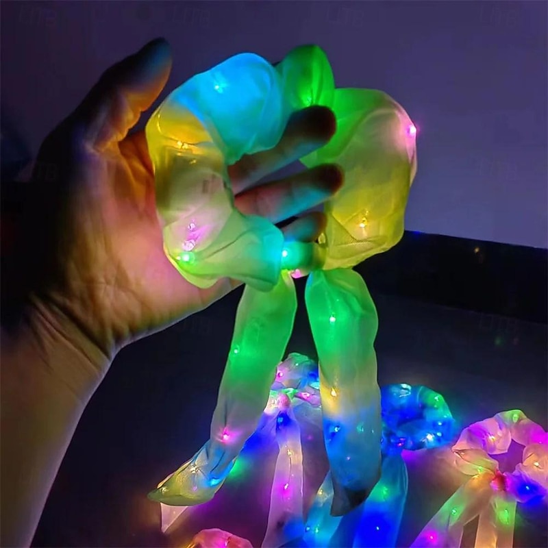 Led Luminous Hair Bands Light Up Hair Bows Scrunchies Girls Headwear Hair Rope Hair Accessories Glow In The Dark Party Supplies3