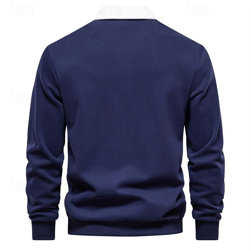 Men's Sweatshirt Black Yellow Navy Blue Brown Dark Gray Lapel Color Block Patchwork Sports & Outdoor Daily Holiday Polyester Streetwear Basic Casual Spring &  Fall Clothing Apparel Hoodies2
