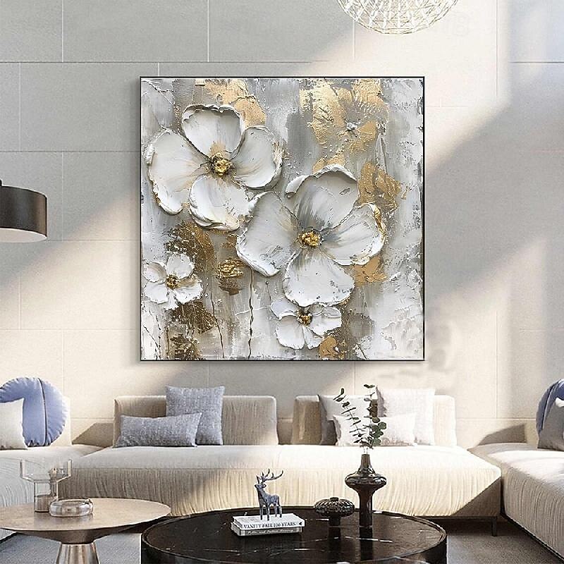Flower Oil Painting on Canvas handmade  Abstract Floral Painting hand painted Minimalist Wall Art Custom Painting Modern artwork paintings for Living Room bedroom wall Decor Gift2