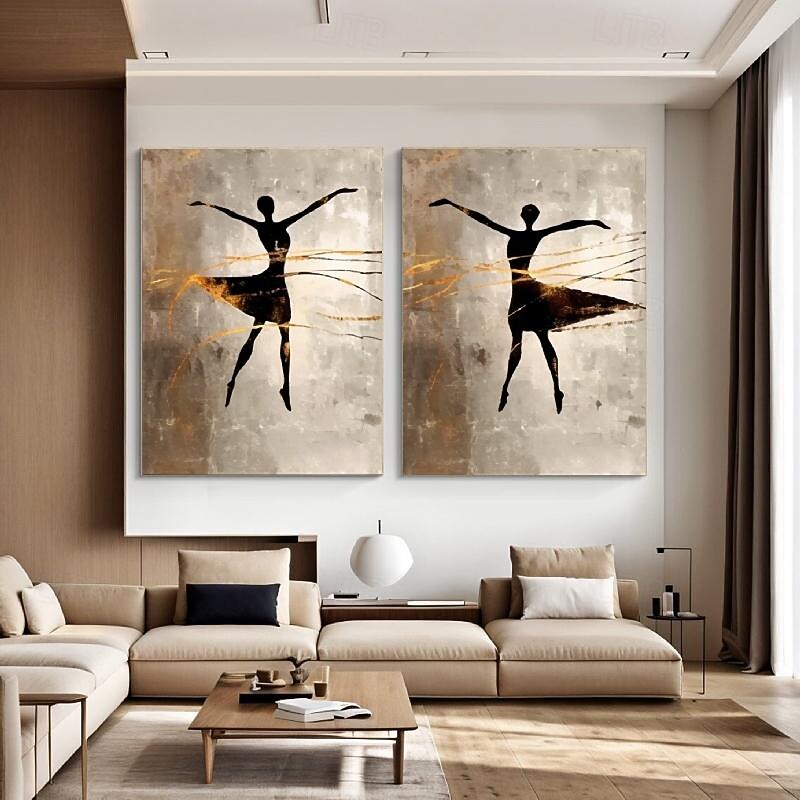 Large firgure oil painting handmade Wall Art Abstract Painting Girl Dancing Painting On Canvas Wabi-Sabi Wall Art Minimalist Art Black and Grey Art painting Room Decor2