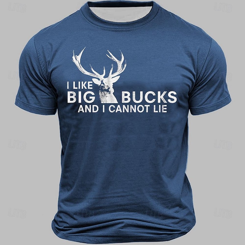 Men's Funny 'I Like Big Bucks' Pun T-Shirt - Deer Hunting Graphic Tee Short Sleeve3