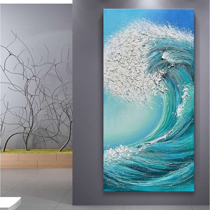 Handmade Oil Painting Canvas Wall Art Decoration Modern Abstract Texture Sea Wave Landscape for Home Decor Rolled Frameless Unstretched Painting2
