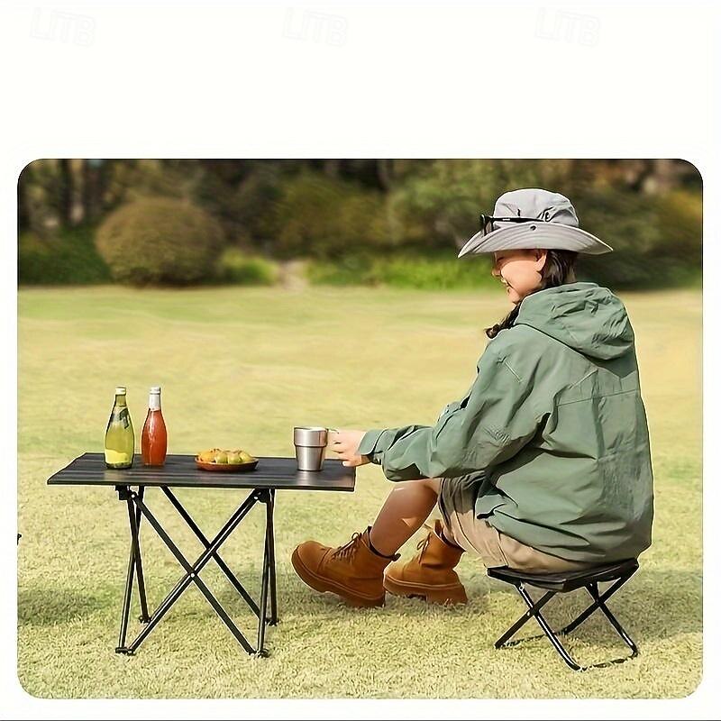 Compact Square Iron Folding Stool Collapsible Stool Adjustable Zipper Portable, Lightweight, and Durable for Outdoor Camping, Fishing, and Backpacking - Easy to Carry and Store4