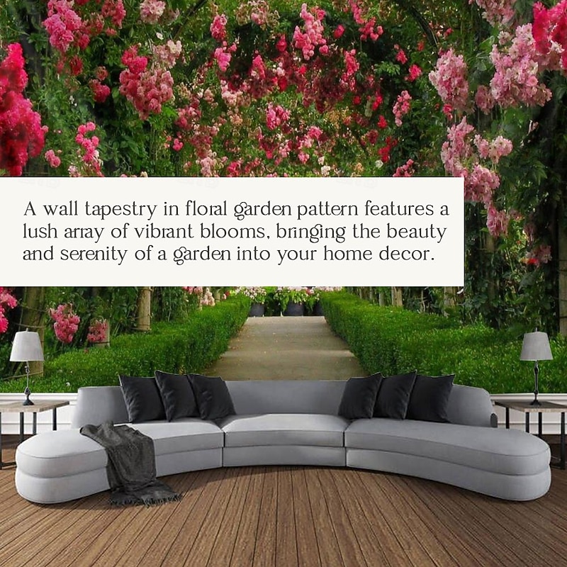 Valentine's Day Large Wall Tapestry Art Decor Blanket Curtain Picnic Tablecloth Hanging Home Bedroom Living Room Dorm Decoration Nature Landscape Garden Pathway Plant Floral Flower2