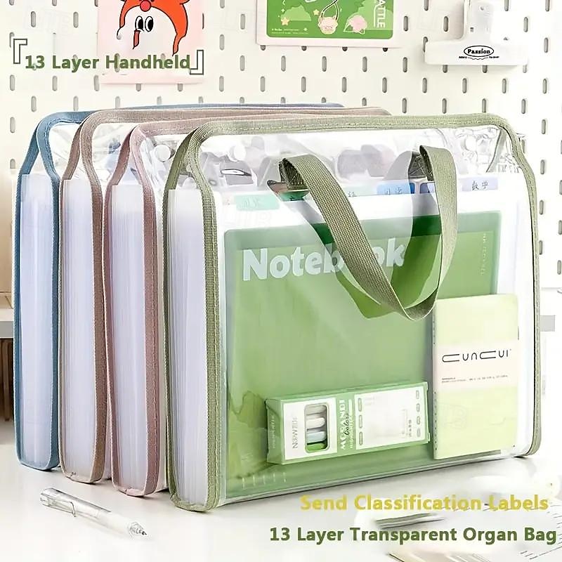 A4 Folder Paper Storage Bag Transparent Portable Organ Bag Student Information Storage Bag Multi-layer Large Capacity