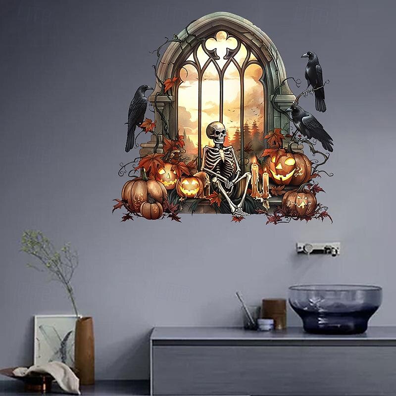New Halloween Horror Hole Wall Decals - Spooky Party Decor, Self-Adhesive Waterproof Stickers for Doors and Windows4