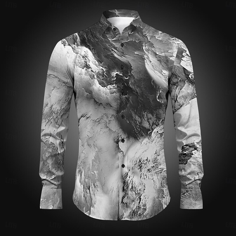 Men's Button Up Shirt Printed Shirts Long Sleeve Casual Daily Evening Party Holiday Fall Winter Spring & Summer Collared Shirts Buttons Print Light Blue Yellow Blue Green Gray4