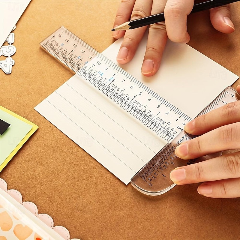 Clear Acrylic T-Square Ruler Crafting and Precision Drawing 6 inch Clear Measuerments Ruler Handtool3