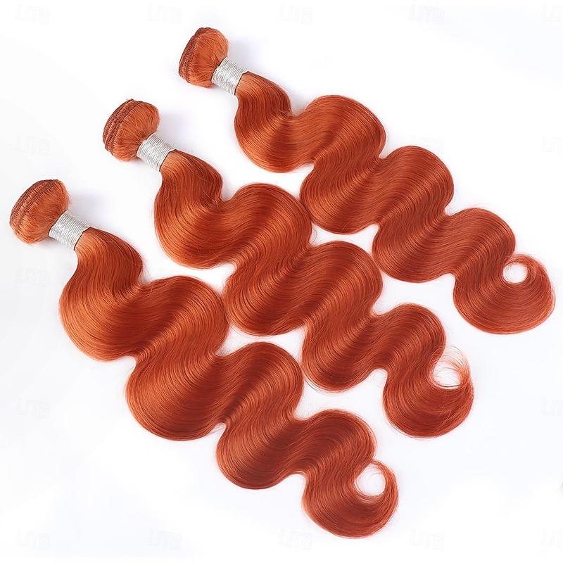 3 Bundle Human Hair Weaves Ginger Color Body Wave Human Hair 12-28 Inches2