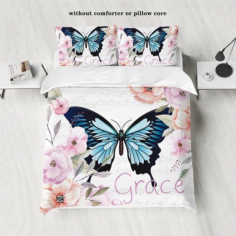 Nordic Pastoral Butterfly Printed Duvet Cover - Elegant Scandinavian Design - Soft and Cozy Fabric - Perfect for Bringing a Touch of Nature to Your Bedroom Decor - Easy to Wash and Maintain2