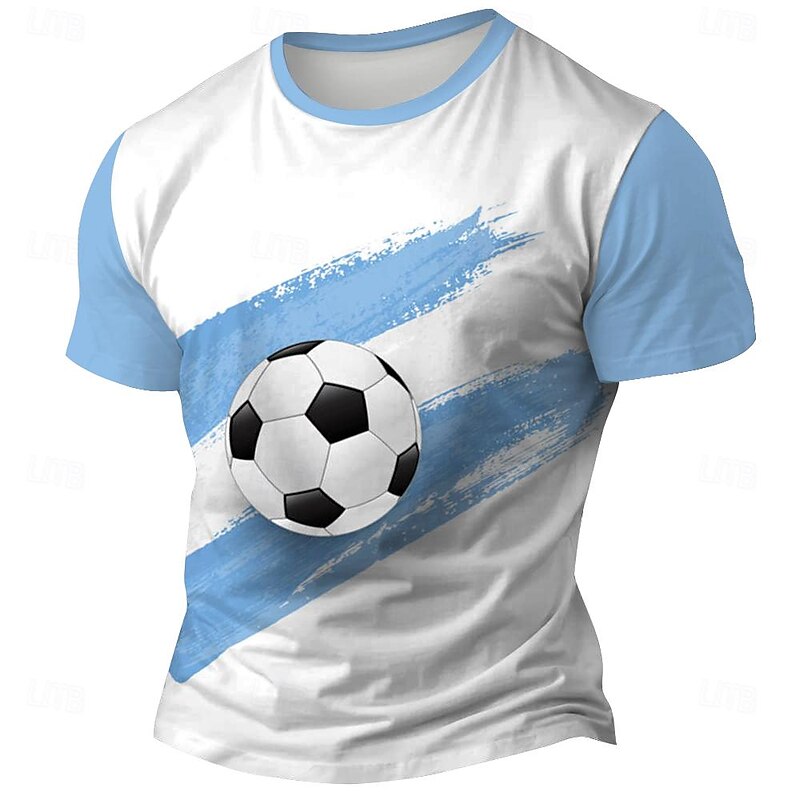 Men's American US Flag Soccer T Shirt Short Sleeve T shirt 3D Print Crew Neck Shirt Outdoor Athleisure Light Blue White Blue Summer Spring Clothing Apparel S M L XL XXL XXXL4