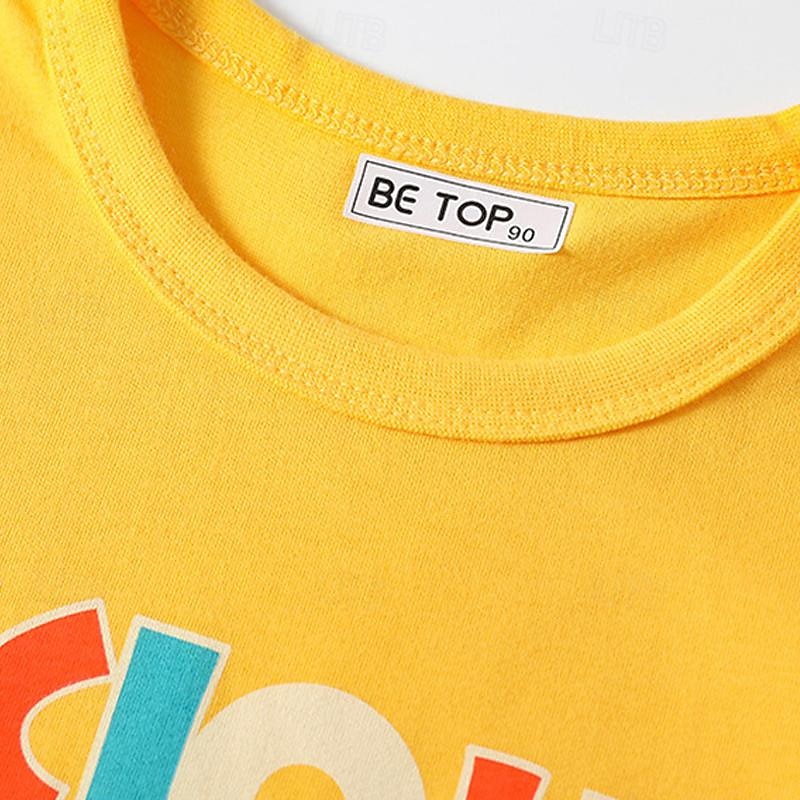Boys 3D Cartoon Letter T-shirt & Shorts Short Sleeve Summer Active Sports Fashion Kids 4-7 Years Crew Neck Outdoor Vacation Sports Tailored Fit4