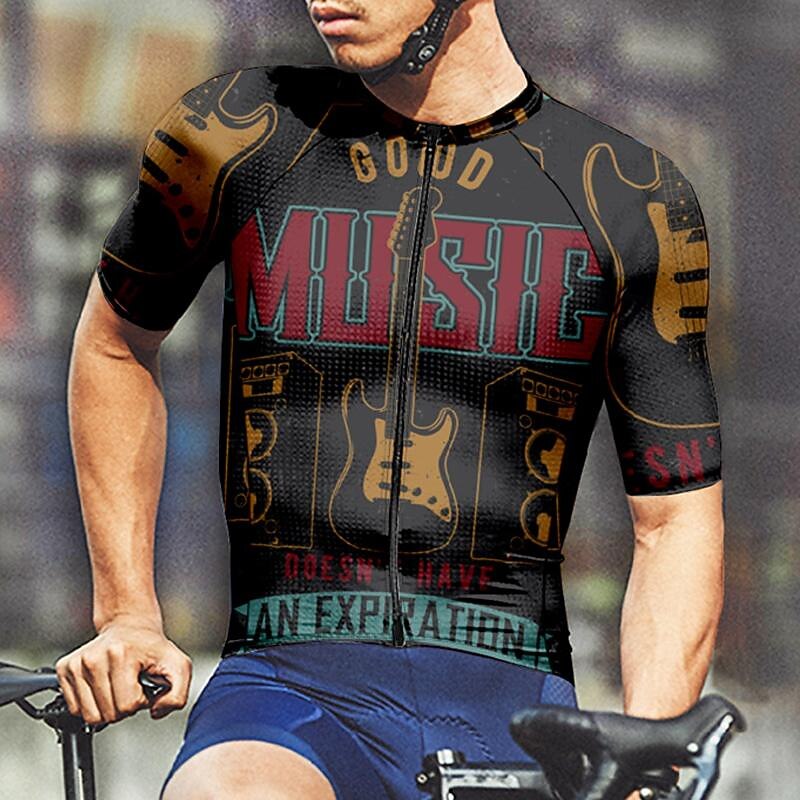 Men's Cycling Jersey Graphic Short Sleeve Bike Tee Tshirt Jersey Top with 3 Rear Pockets Mountain Bike MTB Quick Dry Breathable Sports Black Clothing Apparel4