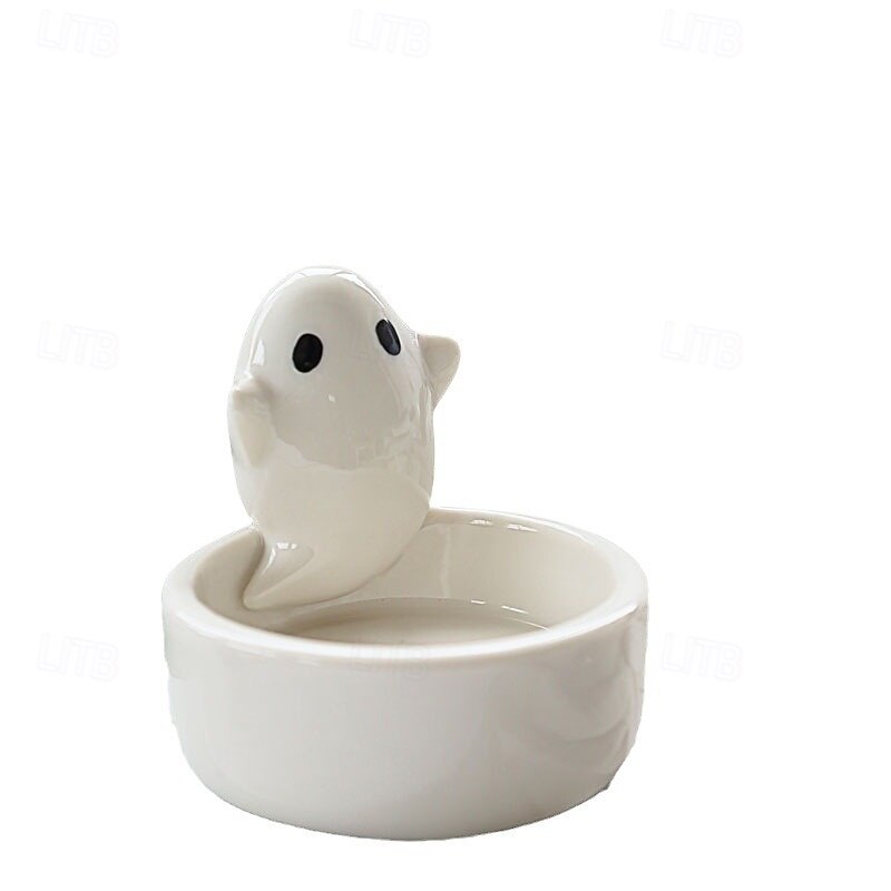 Ceramic Cute Ghost Decoration Candle Holder, Halloween Decoration, Cute Aromatherapy Candle Stand, INS Inspired, Perfect Halloween Gift4