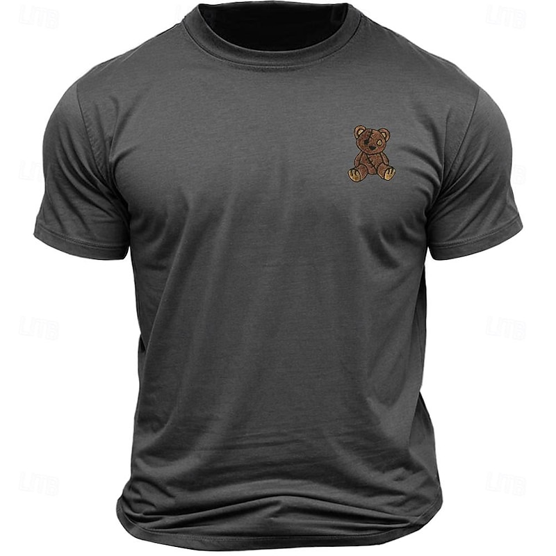 Men's Animal Toy Bear T Shirt Tee Top 100% Cotton Short Sleeve Graphic Shirt White Dark Grey Dark Blue Comfortable Tee Street Sports Outdoor Fashion Designer Clothing2