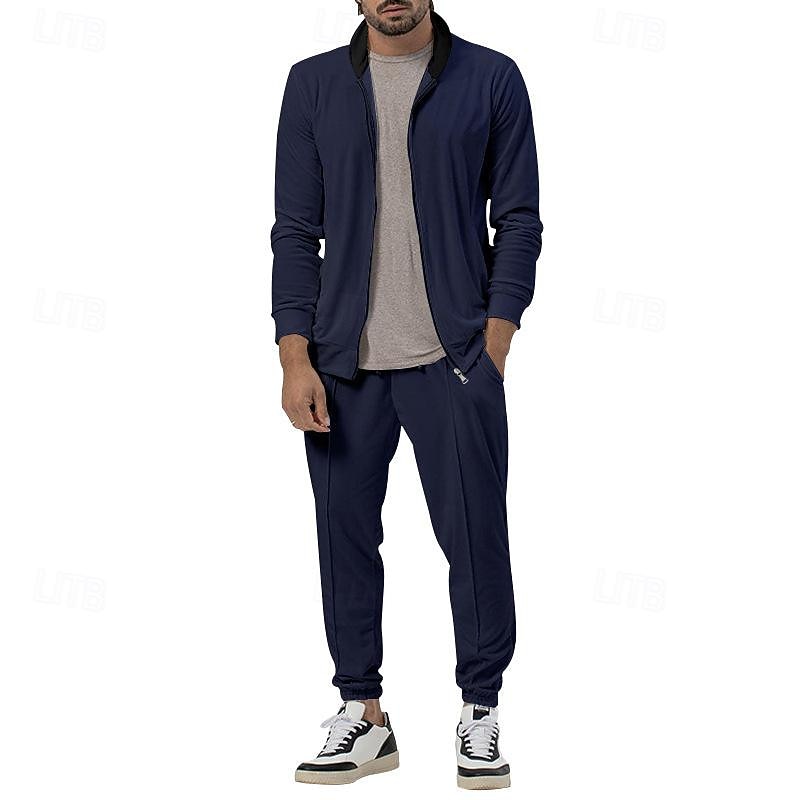 Men's Tracksuit Jogging Suit Drawstring Pocket Solid Colored Athletic Clothing Set Spring Dark Grey Black Gym Workout Jogging Running Soft Breathable Long Sleeve Sport Activewear Micro-elastic3