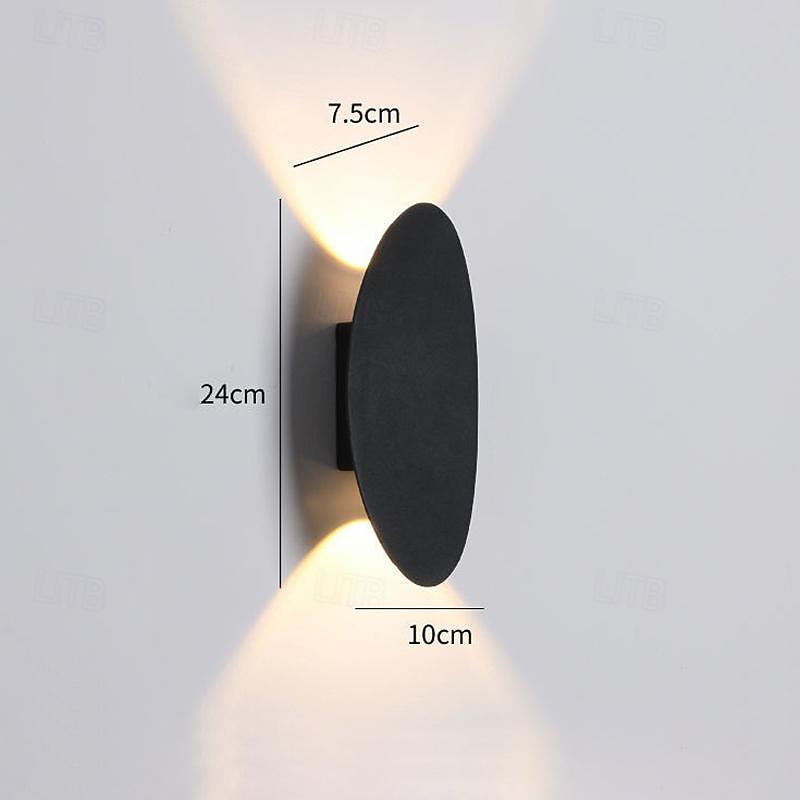 LED Outdoor Wall Lights 2-Color Light Source Simple Round Vintage IP65 Waterproof 6W Balcony Bedside Wall Lamp Modern Decoration 85-265V2