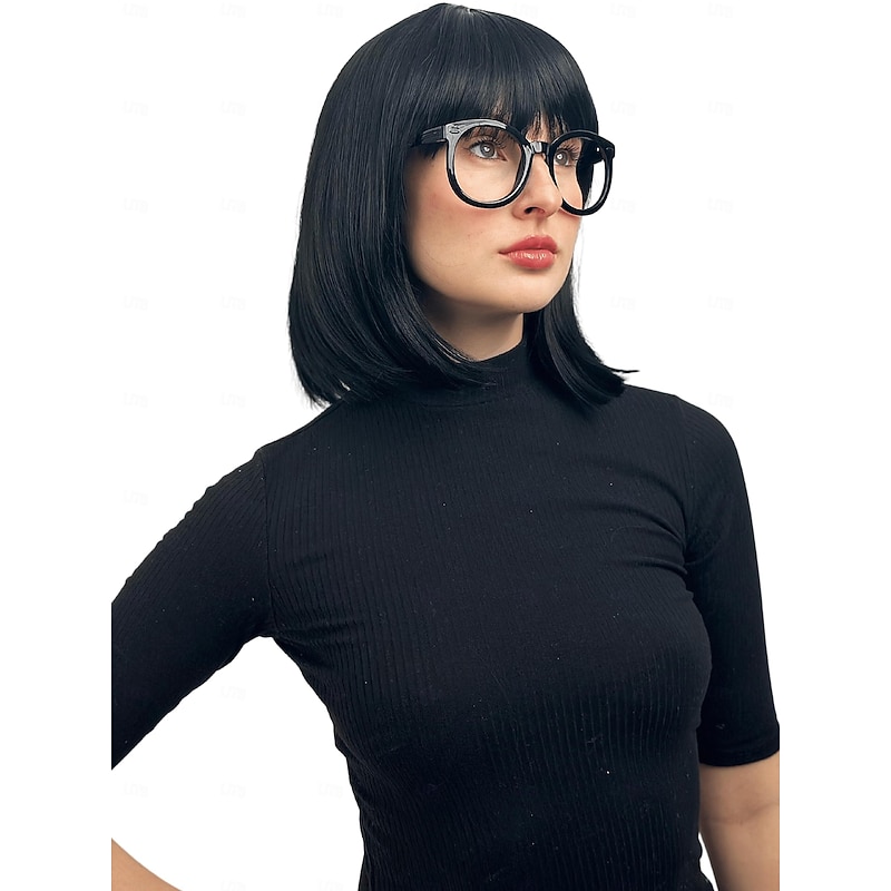 Incredible Edna Mode Wig Black Flapper Bob Wig with Bangs 20s Wig Costume 1920s Flapper Wigs for Women - Girl Wig Carnival Cosplay Costume Wig for Women Halloween Wigs4