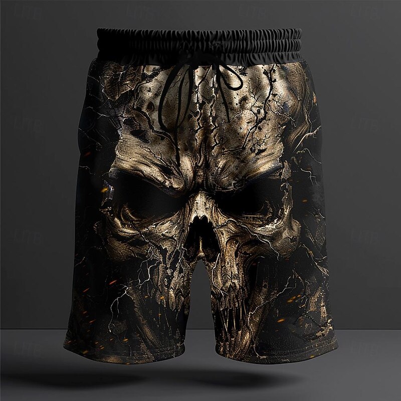 Men's Skull Halloween Costumes Swim Trunks Swim Shorts Board Shorts Mid Waist Fashion Streetwear Designer Casual Daily Holiday Drawstring Pocket Elastic Waist Designer Clothing Apparel