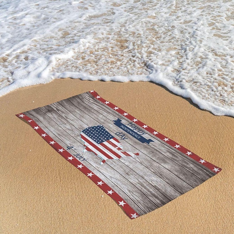 Independence Day Flag Beach Towel 100% Micro Fiber Oversized Soft and Quick-drying Bathroom Towel Super Absorbent Towel Lightweight Travel Towel Suitable for Outdoor Hiking Backpacking